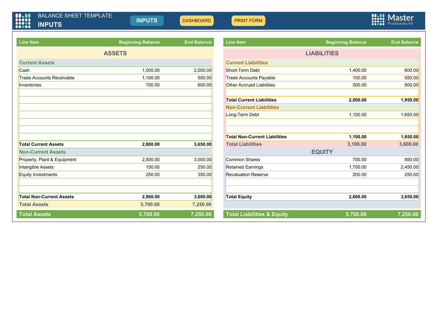 Balance Sheet Workbook Template for Excel workbook preview 2