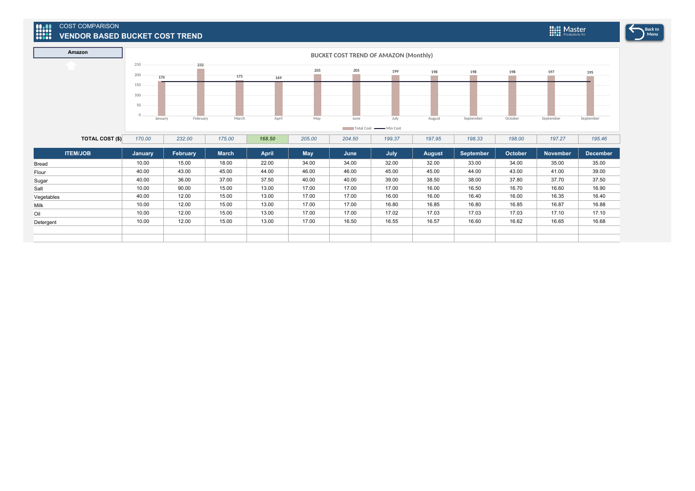 Cost Comparison Excel Template workbook preview 5