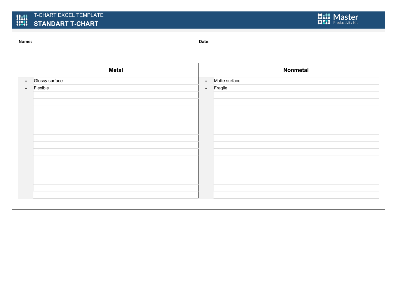 T Chart Excel Template workbook preview 2