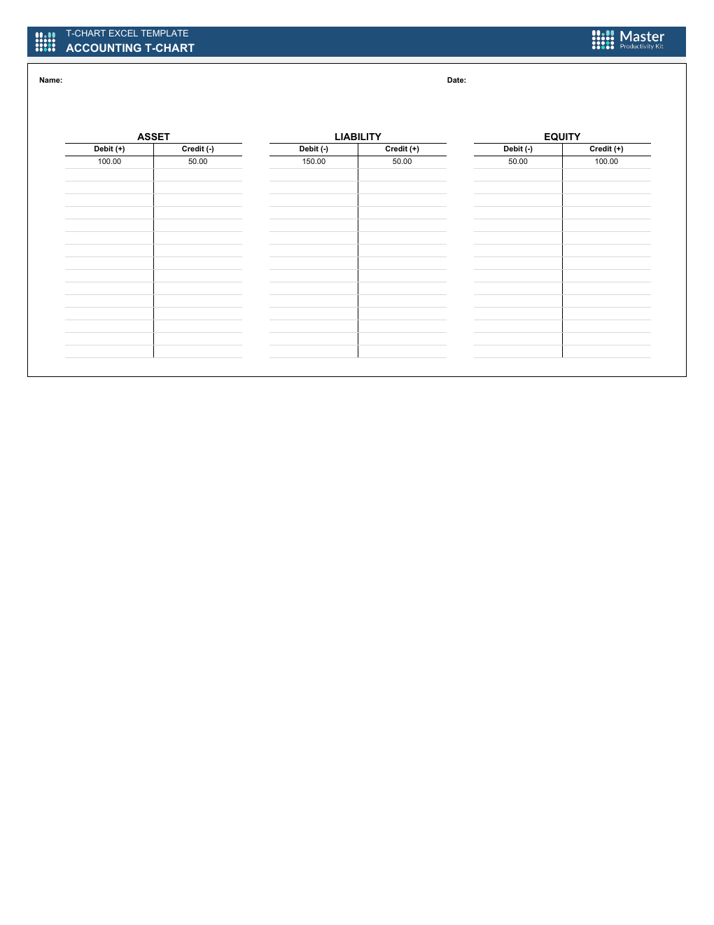 T Chart Excel Template workbook preview 3