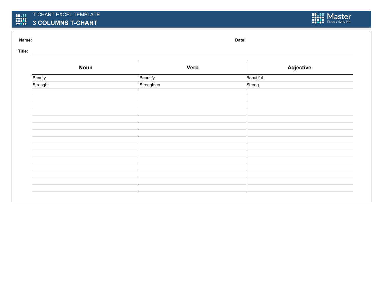 T Chart Excel Template workbook preview 6