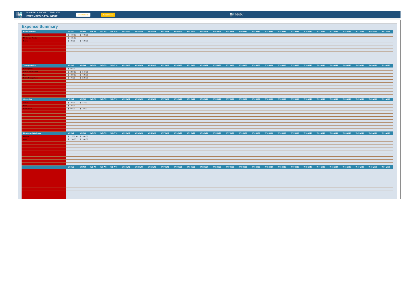 Bi Weekly Budget Excel Template workbook preview 2