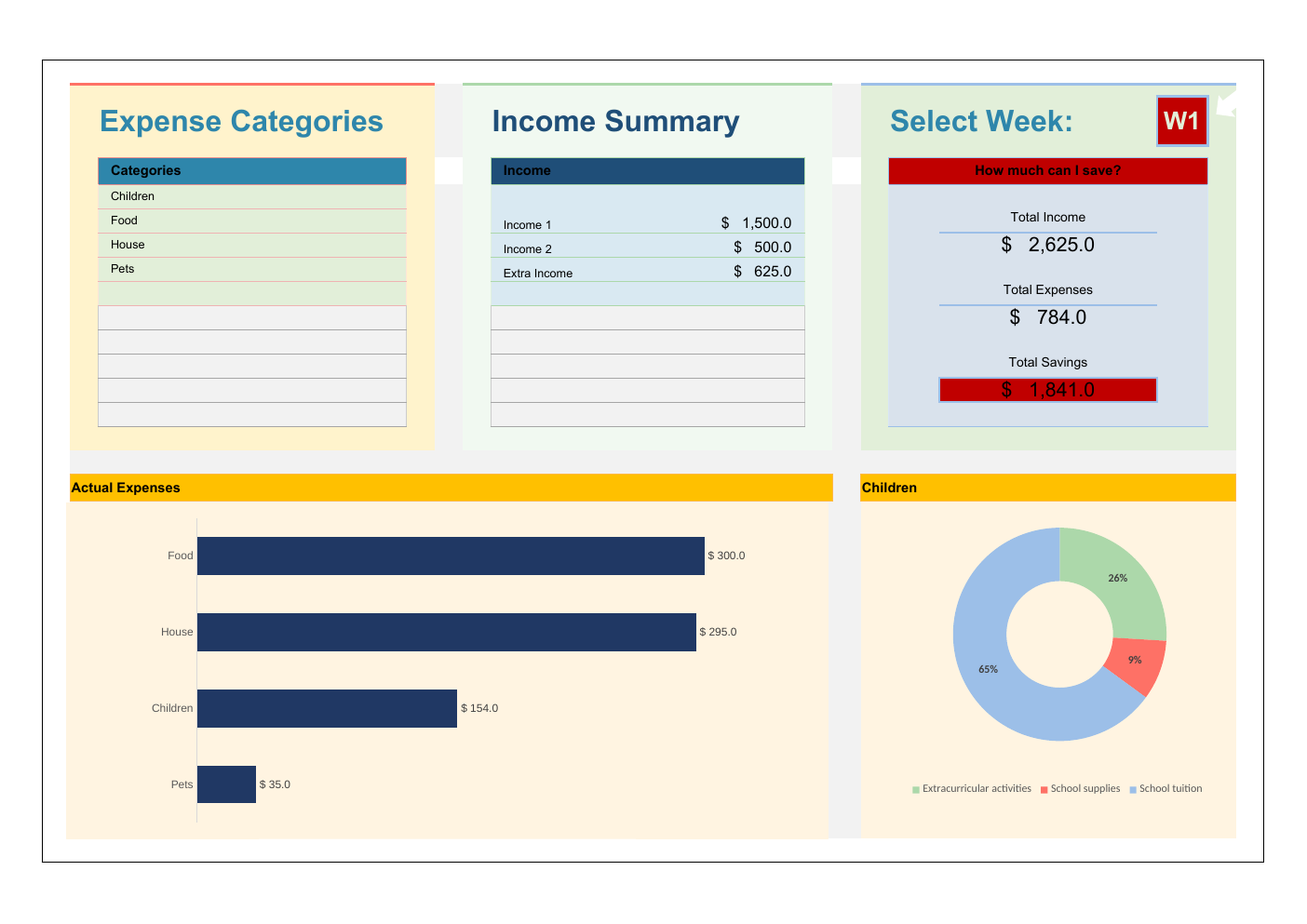 Weekly Budget Template for Excel workbook preview