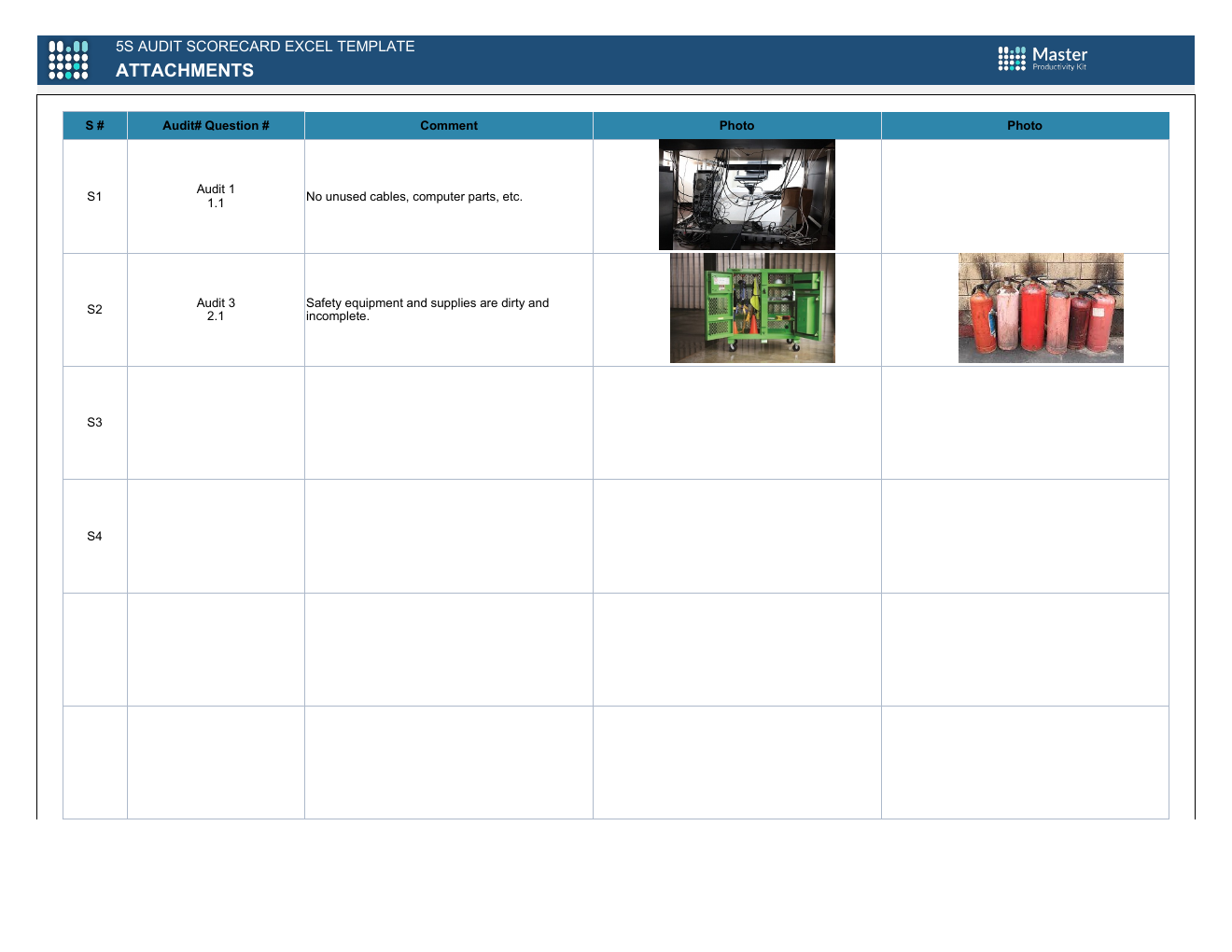 Excel 5S Audit Scorecard Template workbook preview