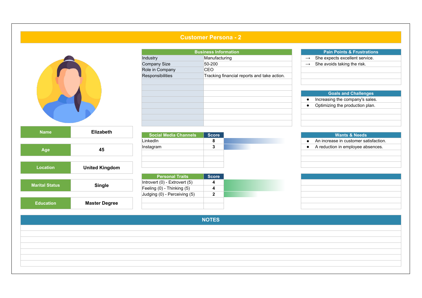 Customer Persona Workbook Template for Excel workbook preview