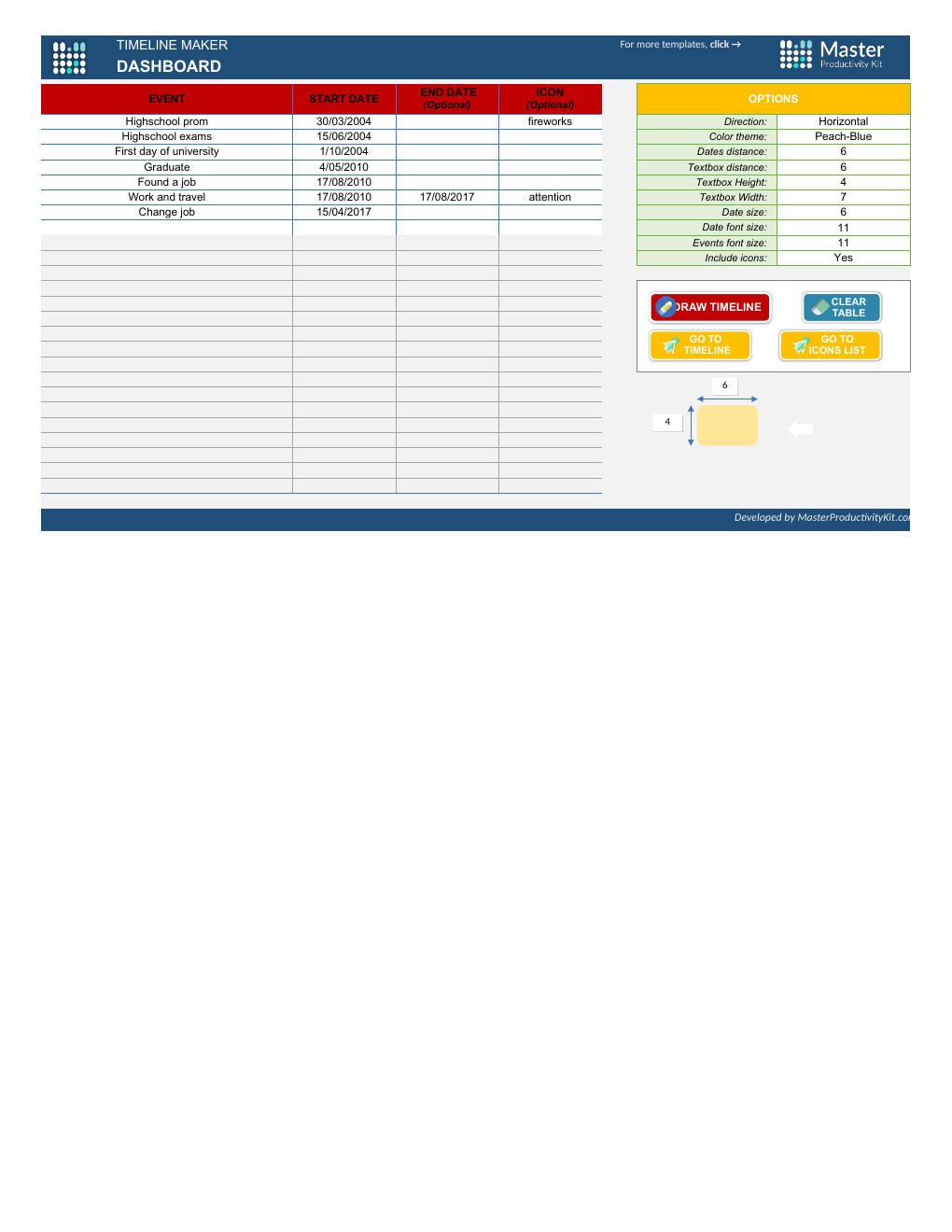 Timeline Maker Template for Excel workbook preview 2