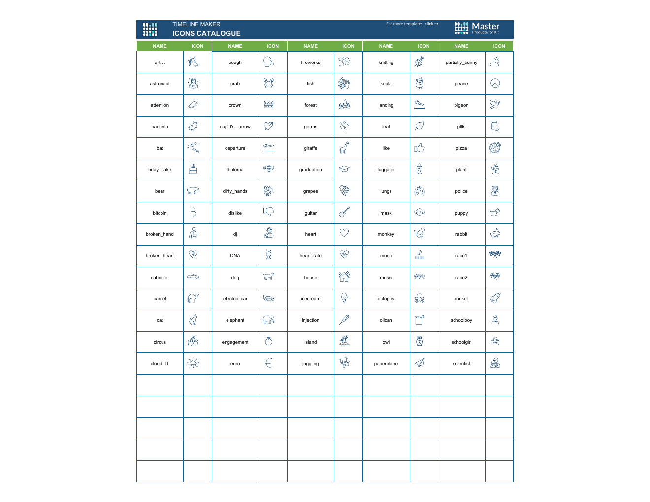 Timeline Maker Template for Excel workbook preview