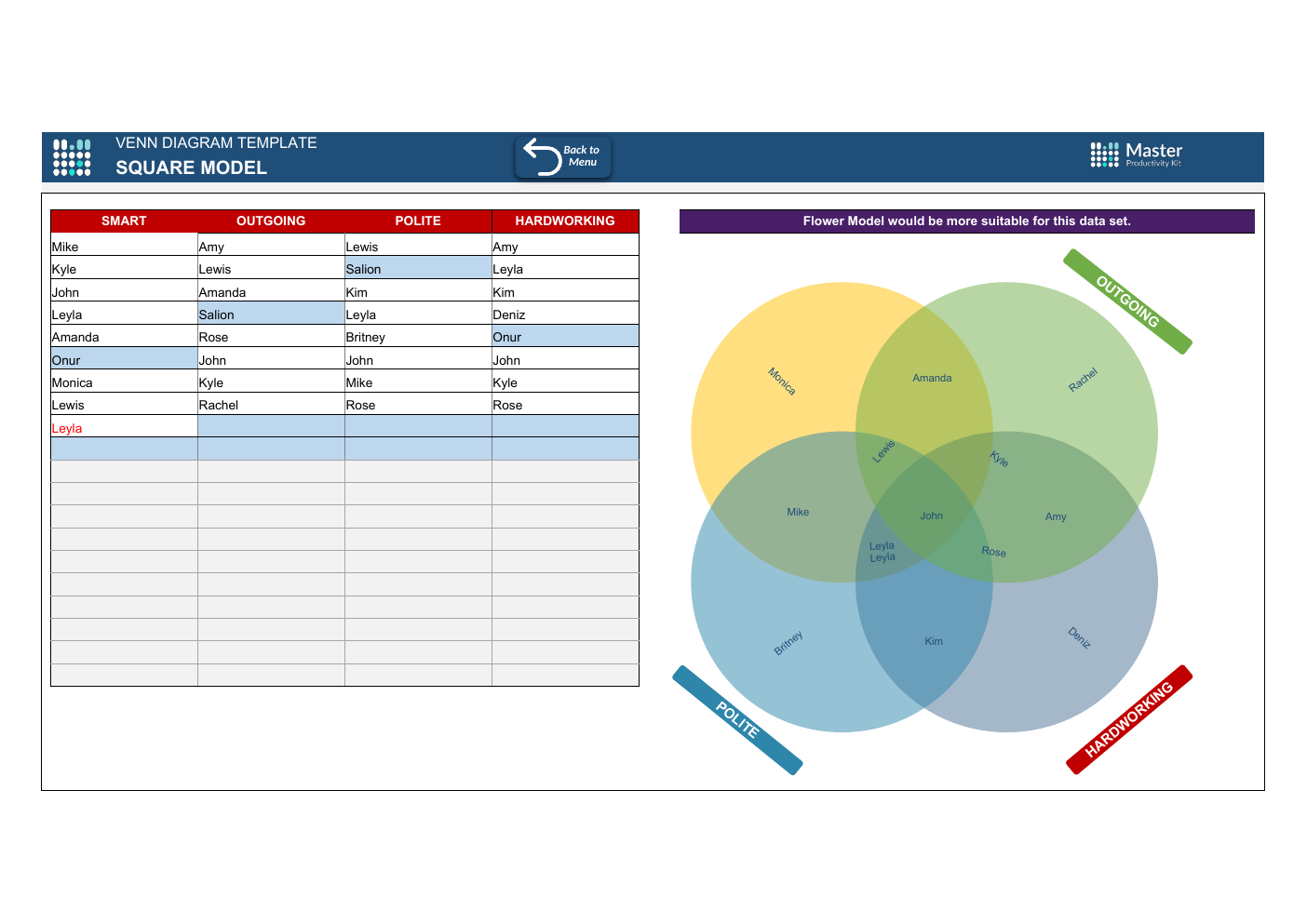 Automated Venn Diagram Excel Template workbook preview 6