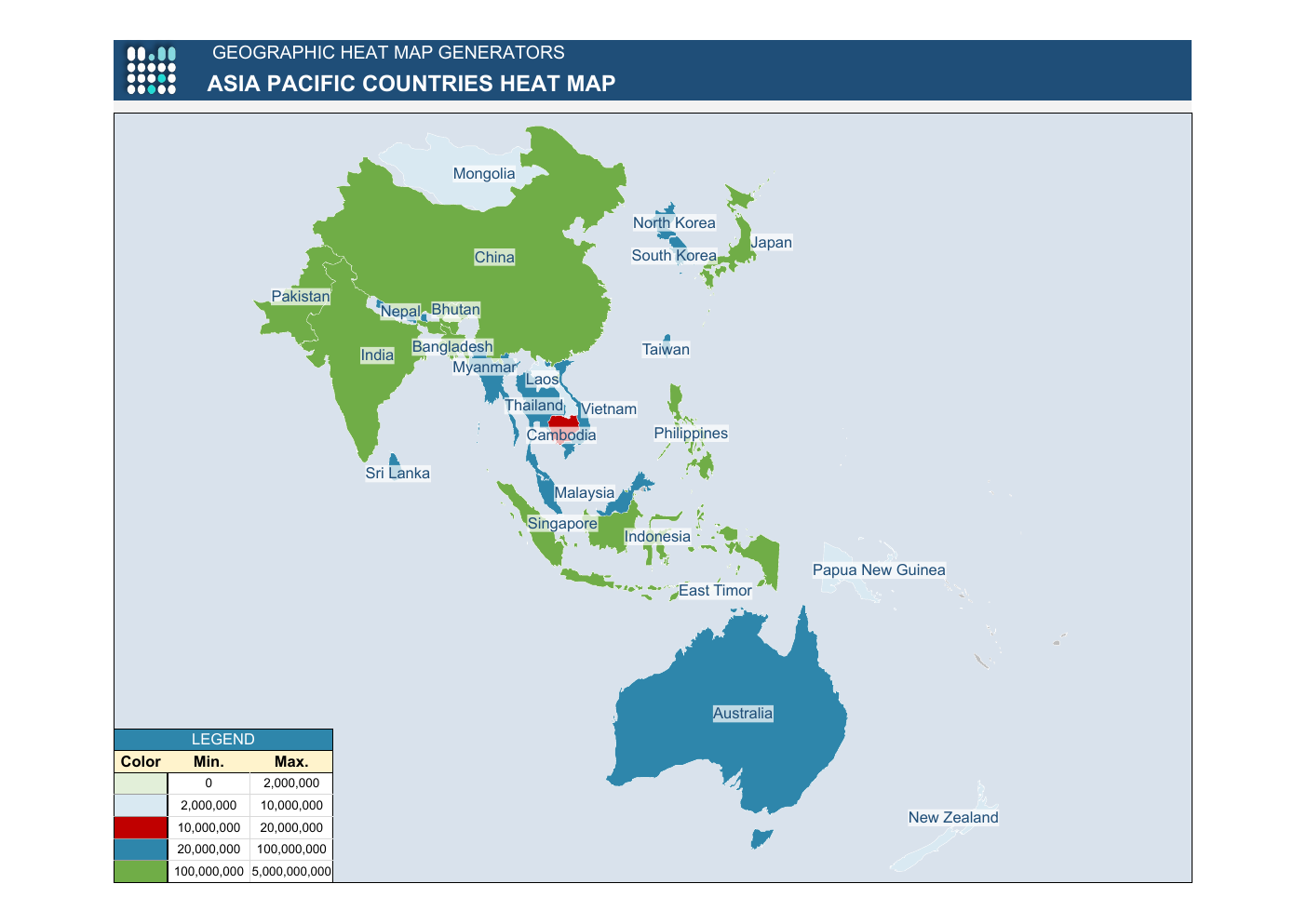 Asia Pacific Heat Map Spreadsheet Template workbook preview