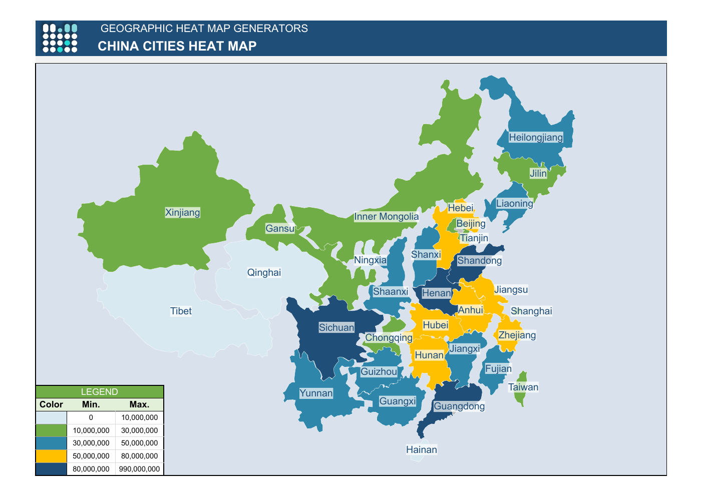 Automated China Heat Map Excel Template workbook preview
