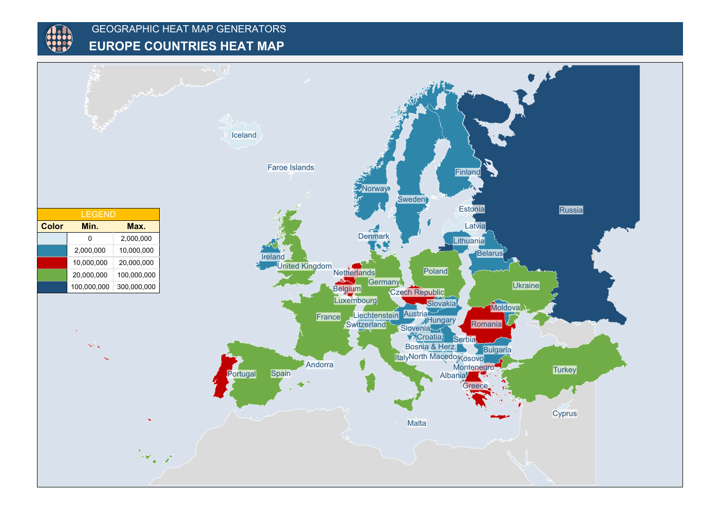 Europe Heat Map Workbook Template for Excel workbook preview