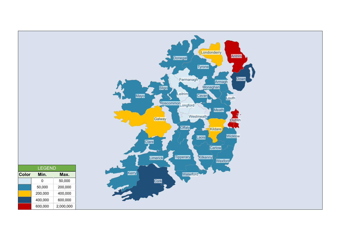 Ireland Heat Map Generator Workbook Template for Excel workbook preview