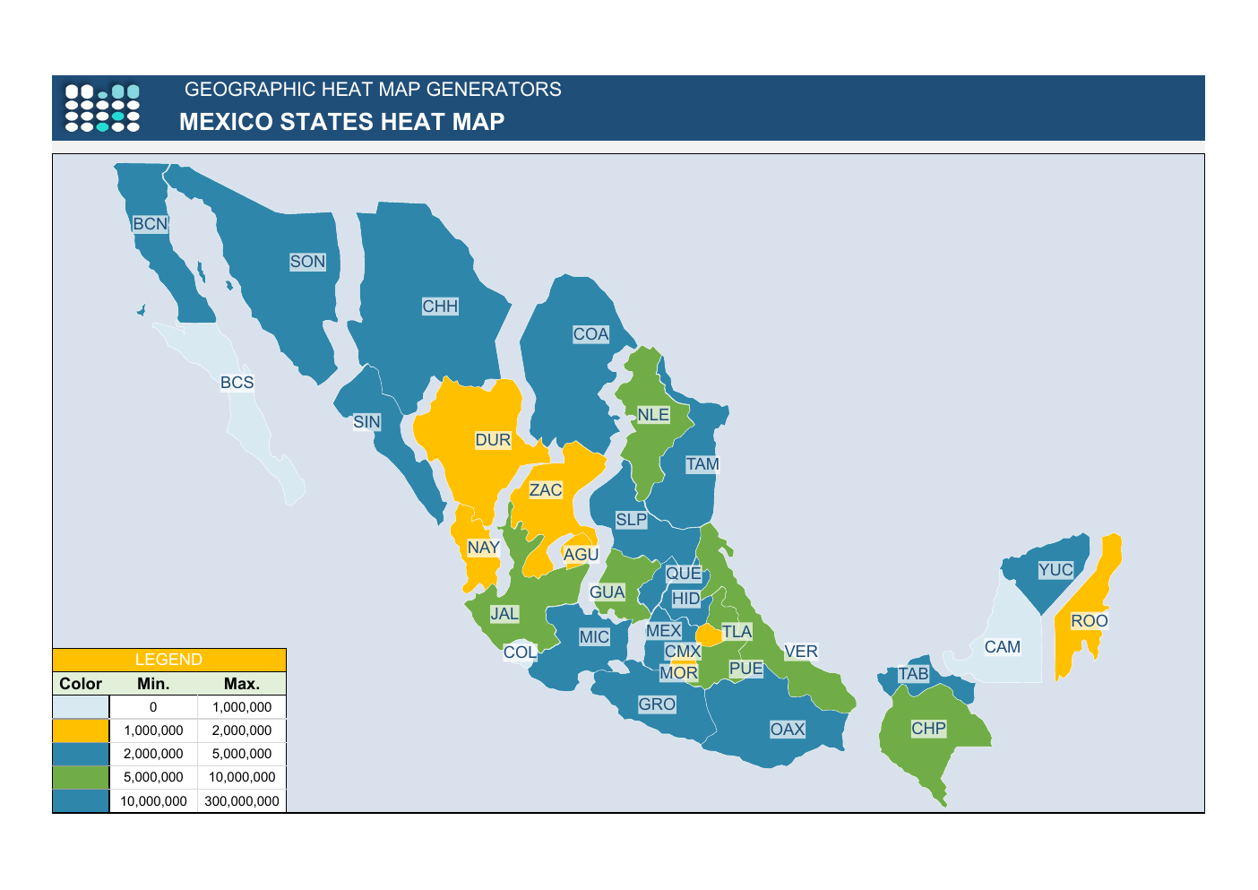 Mexico Heat Map Excel Template workbook preview 2
