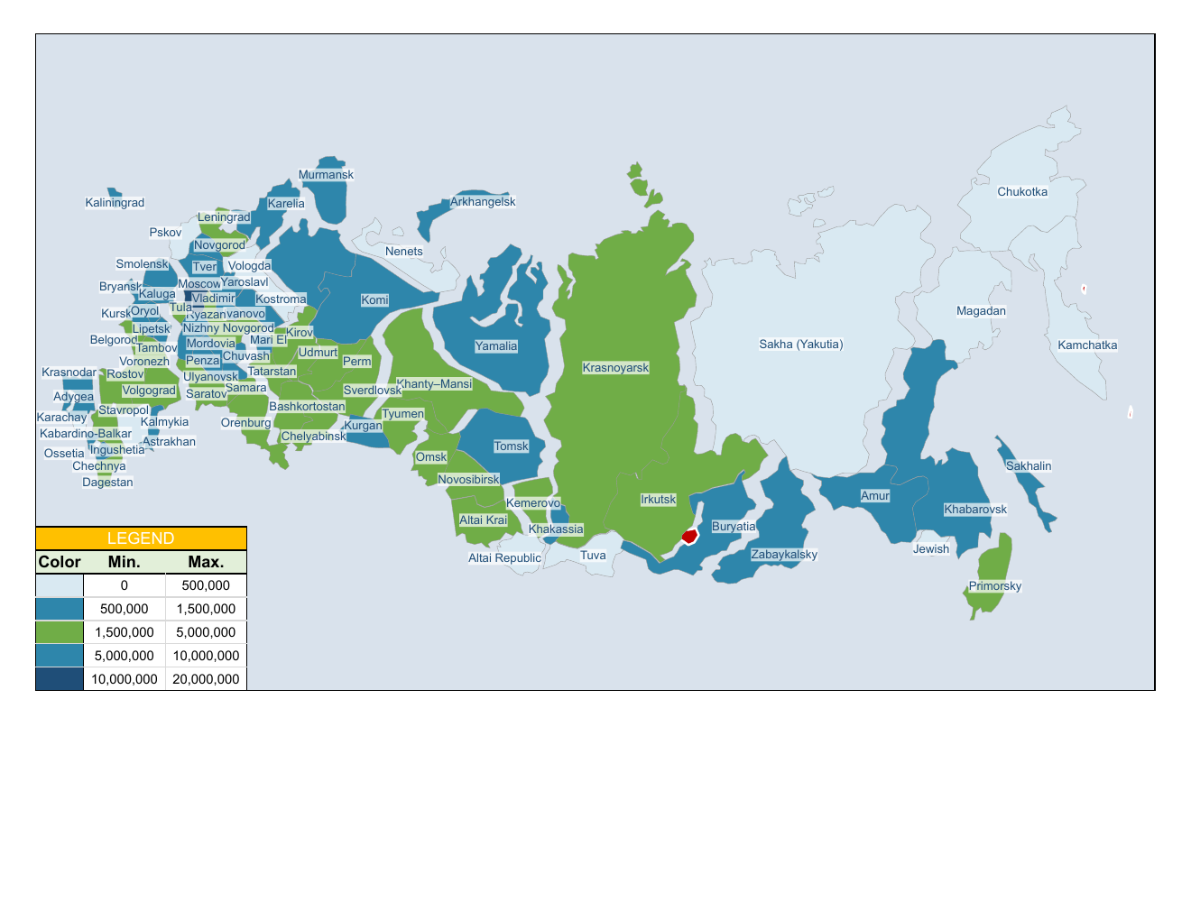 Russia Heat Map Generator Excel Template workbook preview