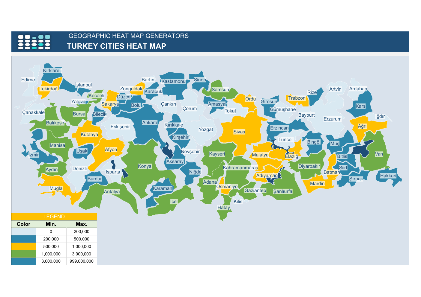 Turkey Heat Map Workbook Template for Excel workbook preview
