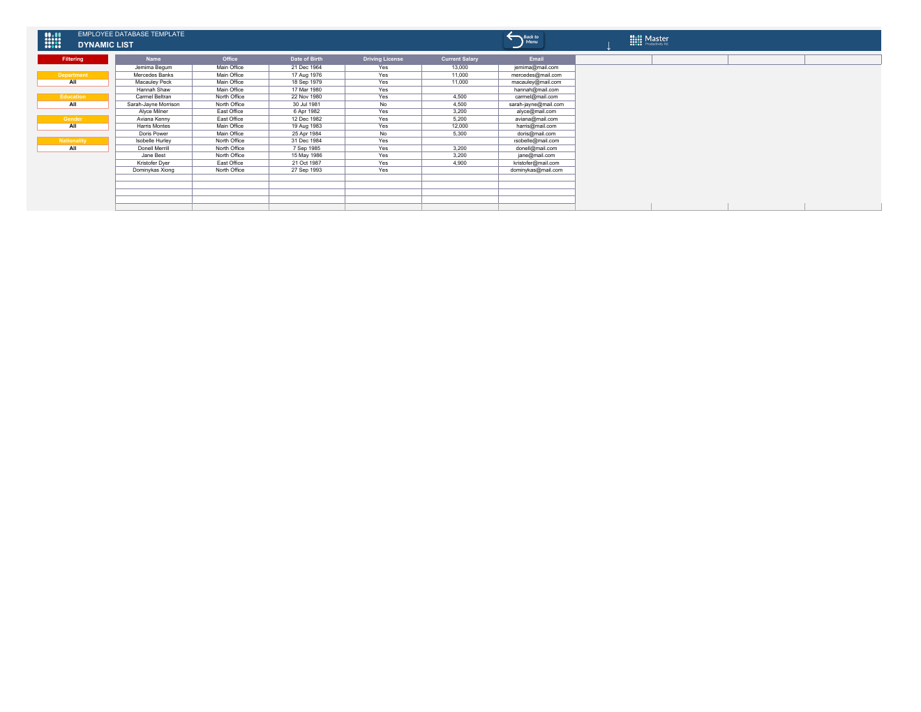 Automated Employee Database Excel Template workbook preview 4