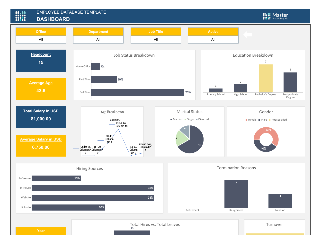 Automated Employee Database Excel Template workbook preview 6