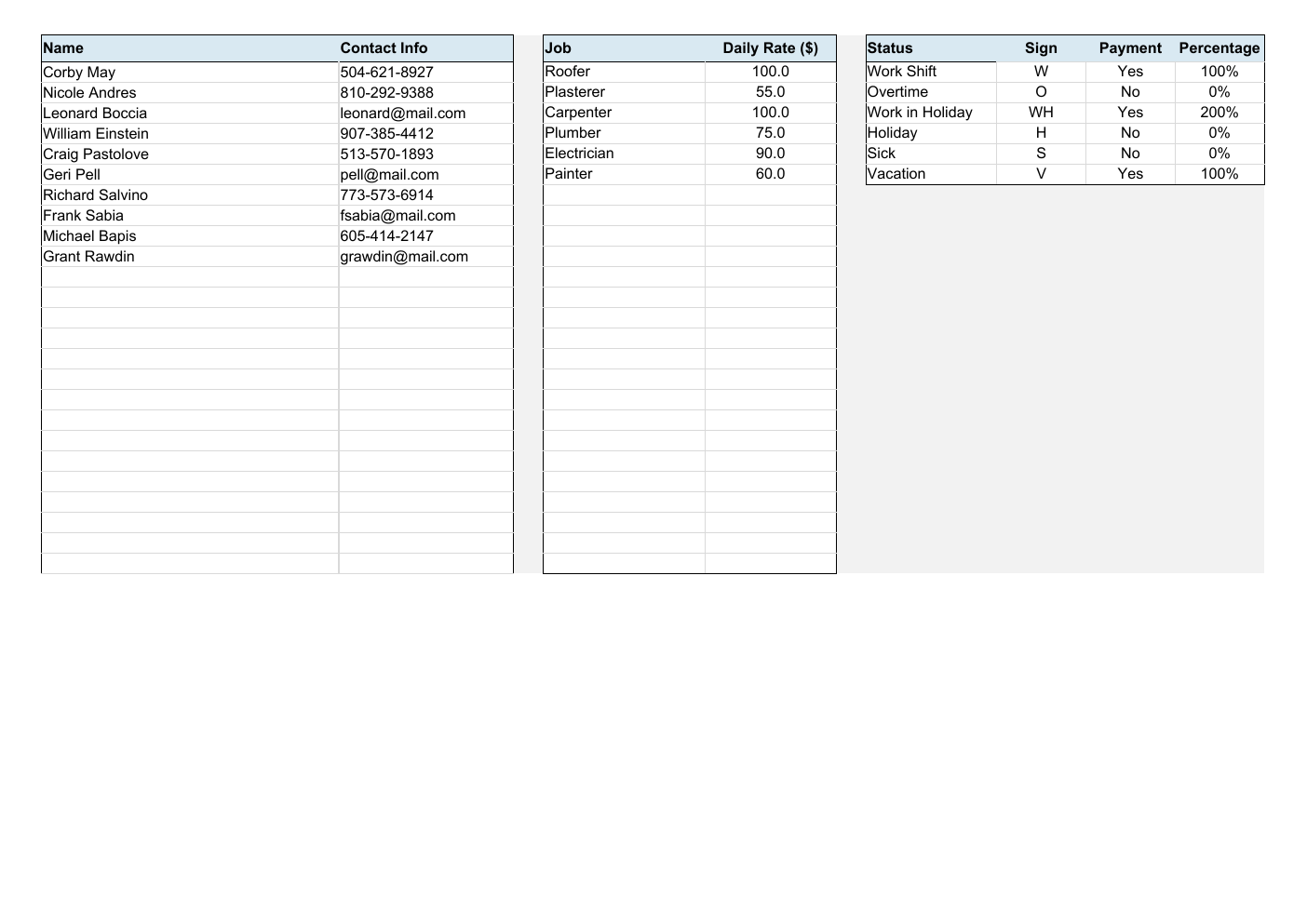 Employee Time Tracker Excel Template workbook preview