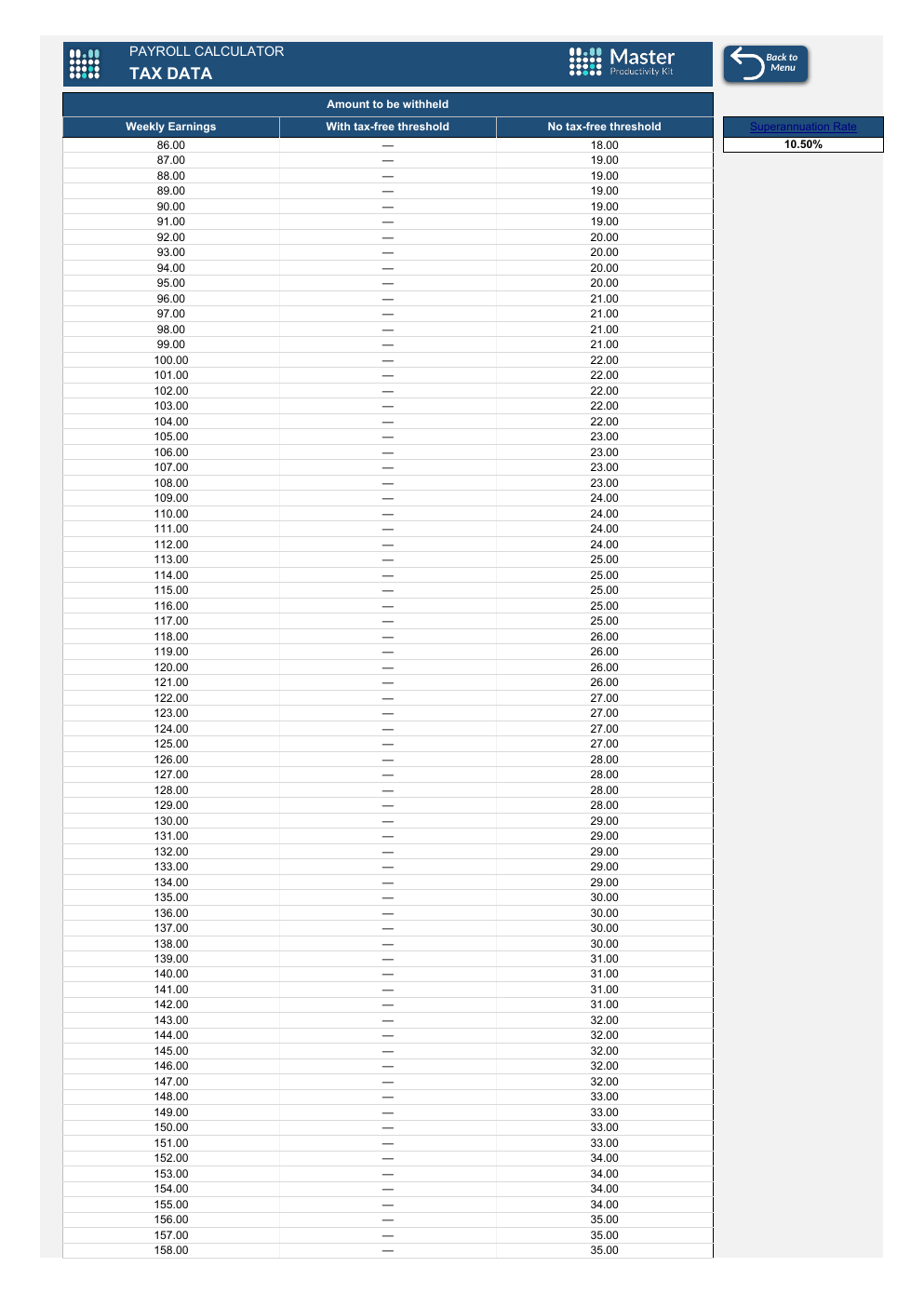 Payroll Calculator Excel Template workbook preview