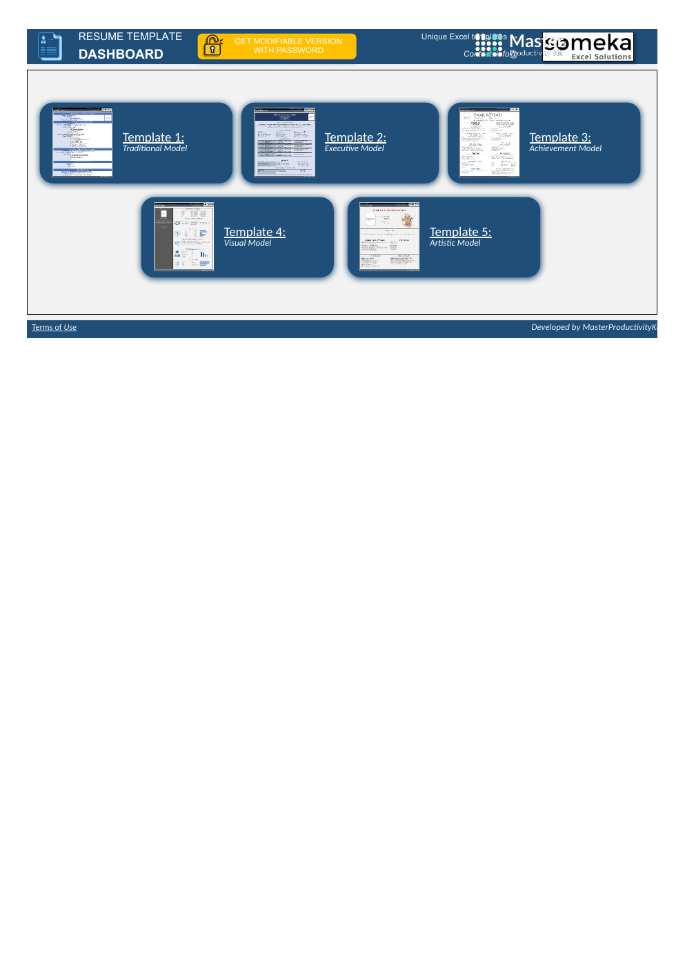 Automated Resume Excel Template workbook preview 2
