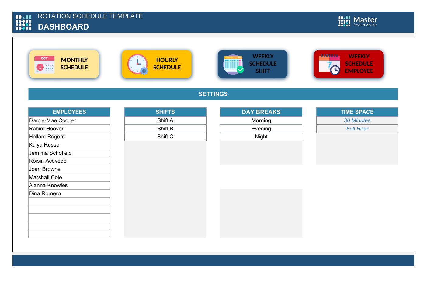 Rotation Schedule Template for Excel workbook preview
