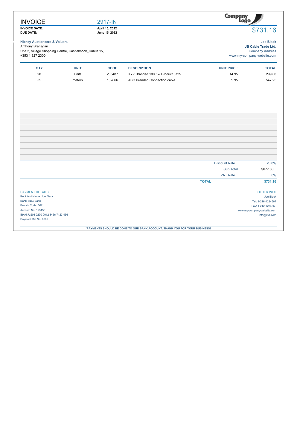 Invoice Excel Template workbook preview 2
