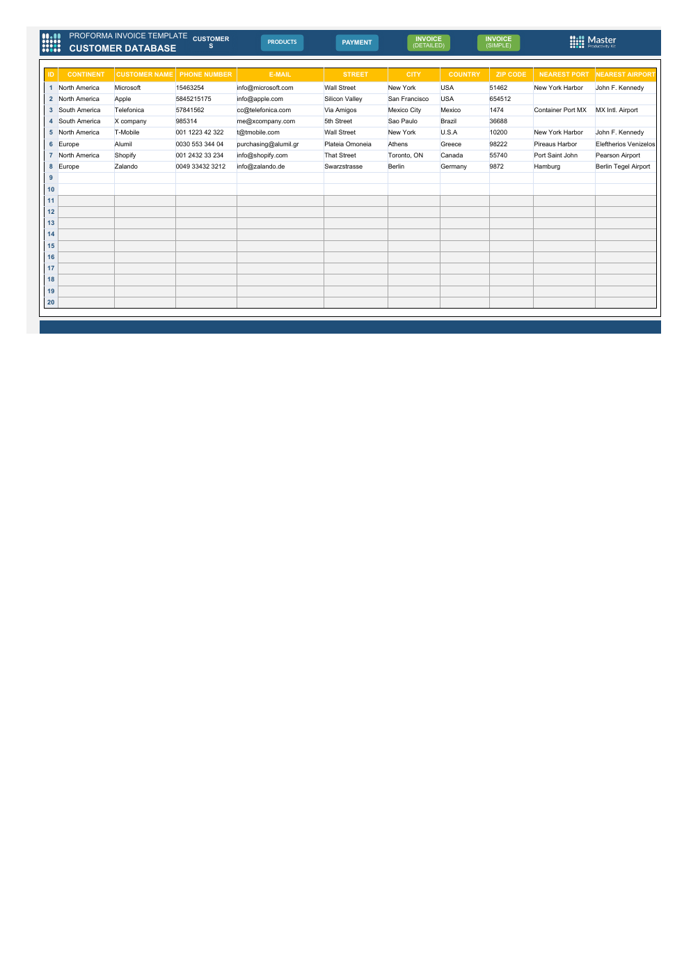 Automated Proforma Invoice Excel Template workbook preview 2