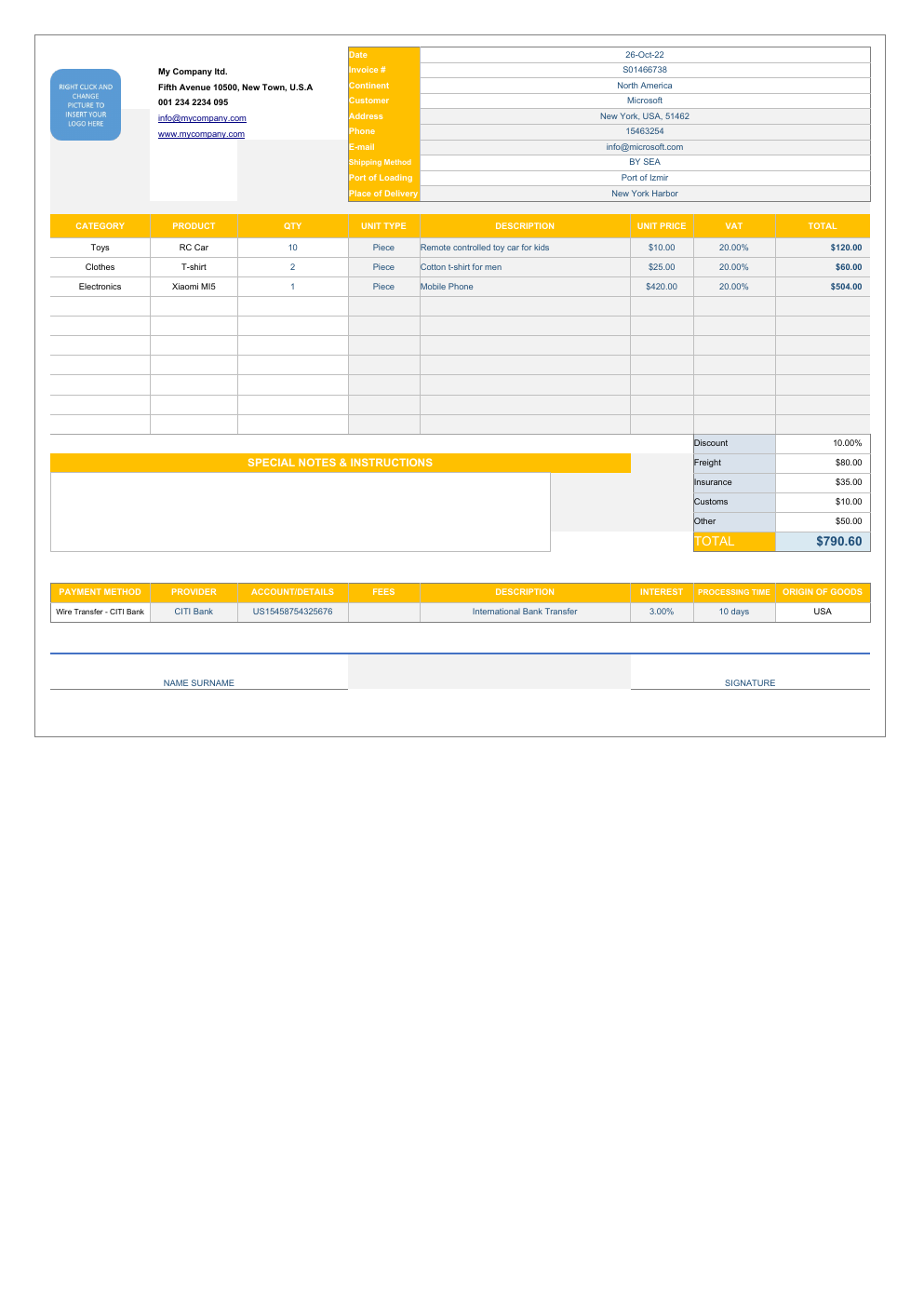 Automated Proforma Invoice Excel Template workbook preview 5