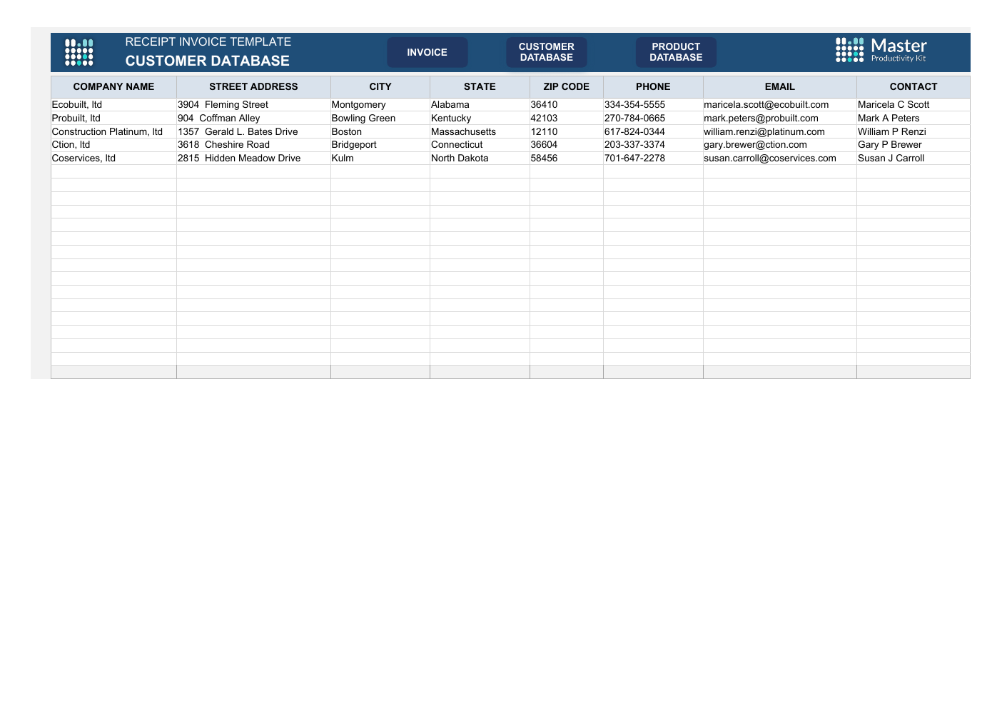 Excel Receipt Template workbook preview 2