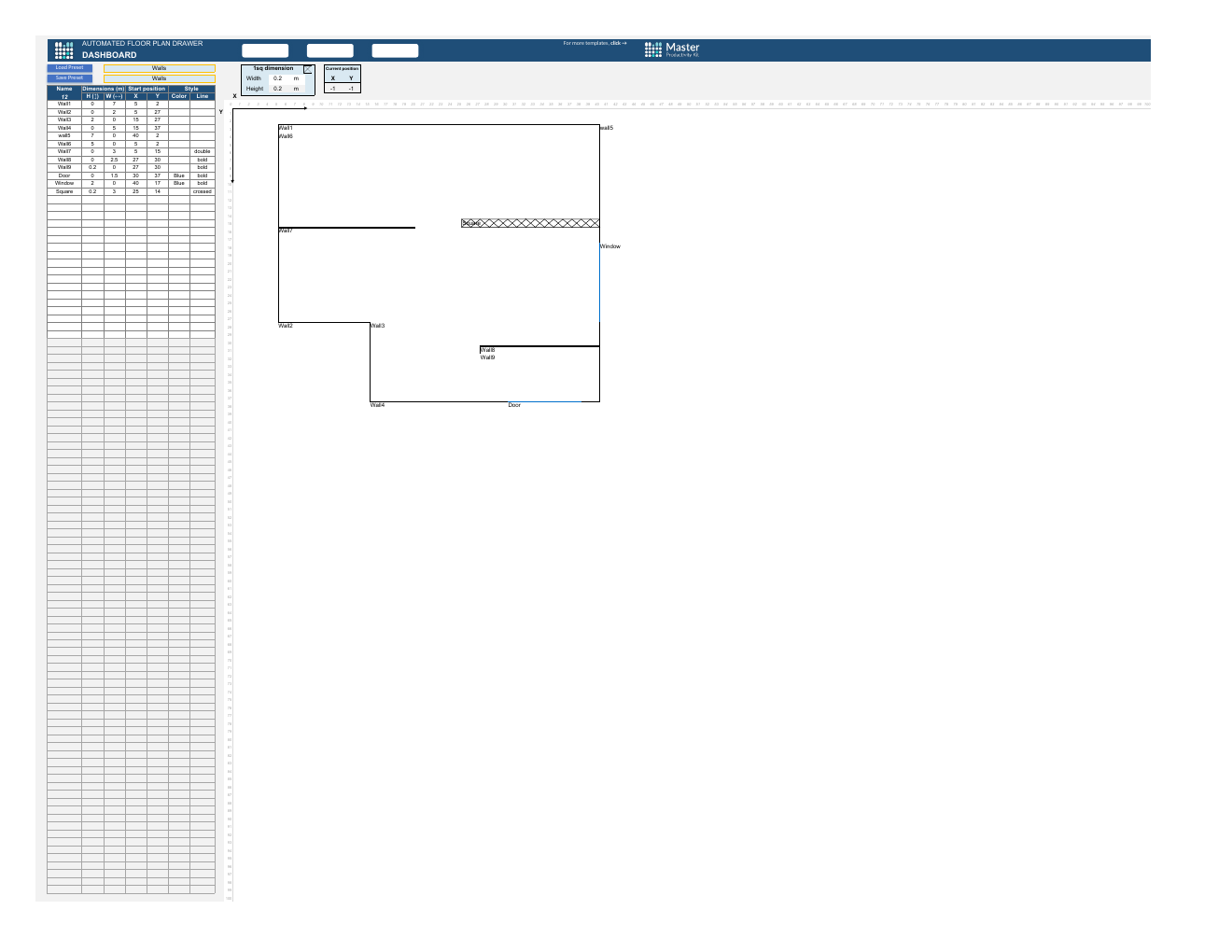 Automated Automated Floor Plan Excel Template workbook preview
