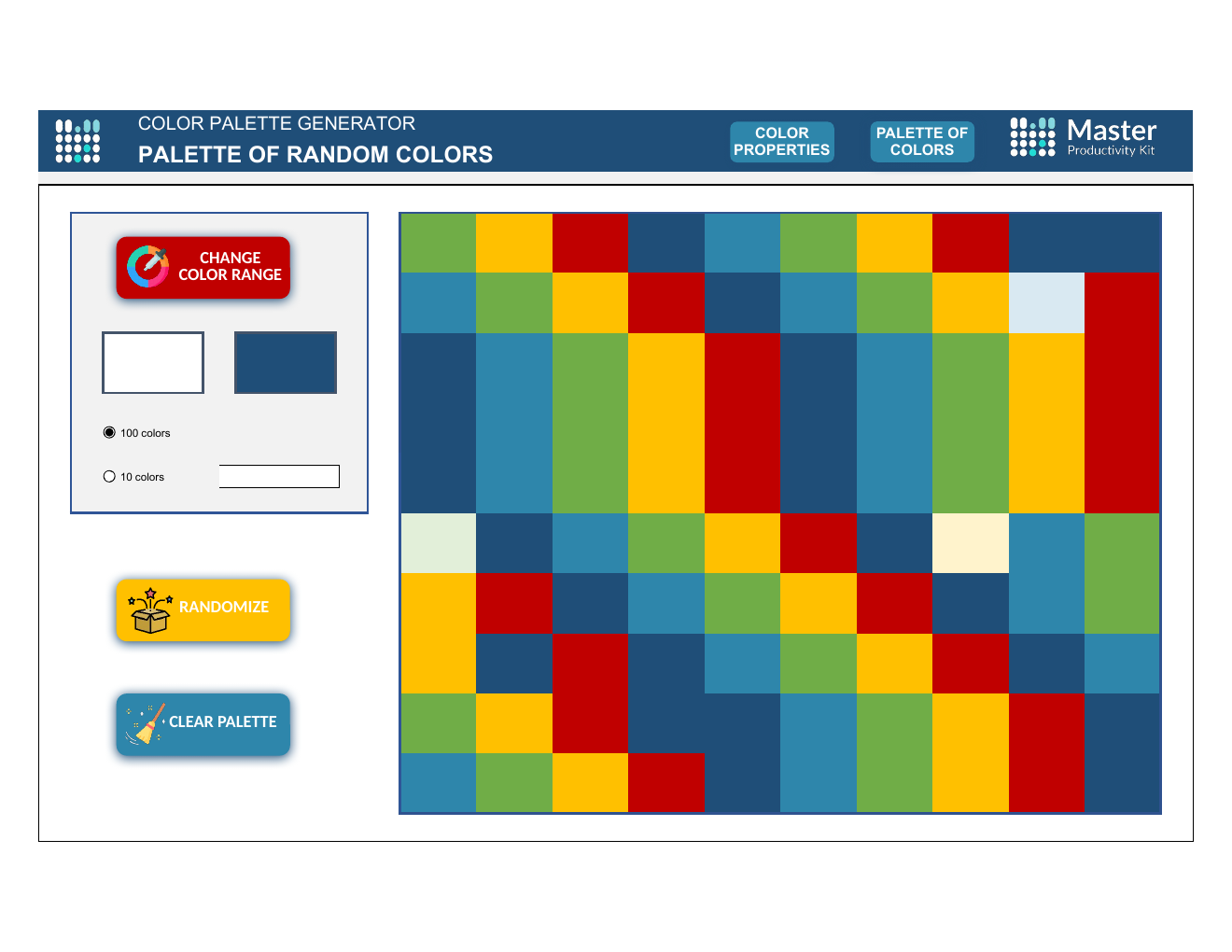 Excel Color Palette Generator Template workbook preview 2