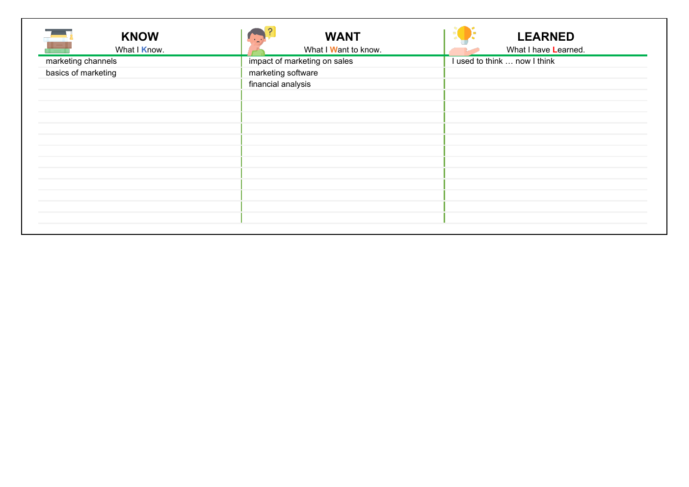 Kwl Chart Excel Template workbook preview 2