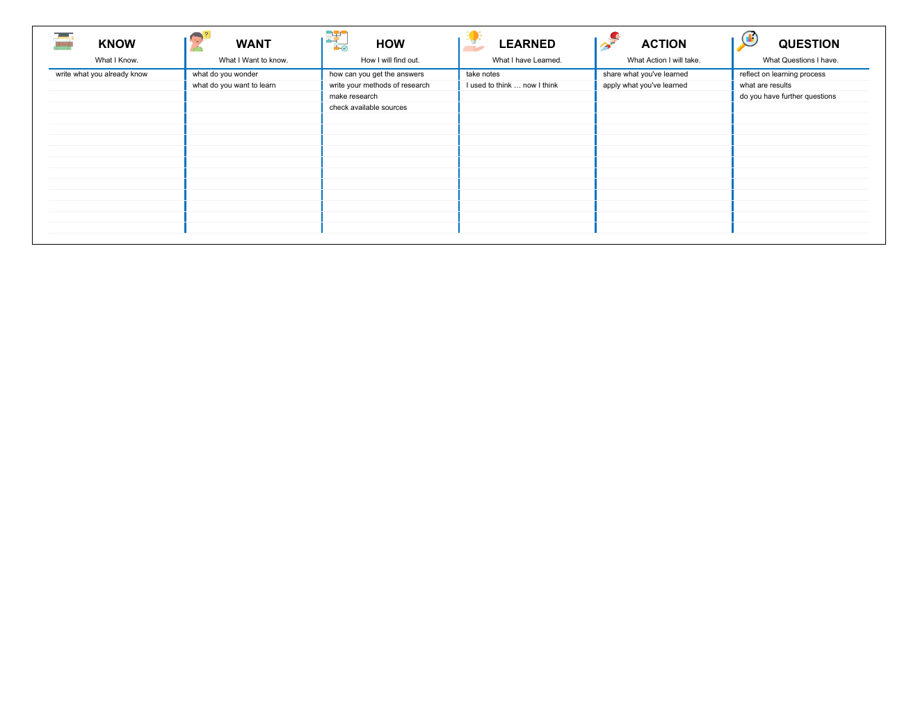 Kwl Chart Excel Template workbook preview