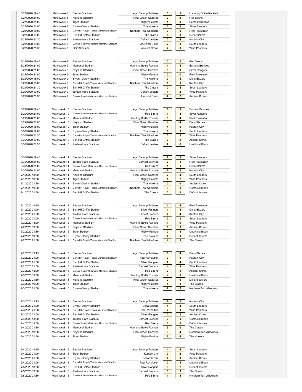 Excel League Schedule Maker Template workbook preview