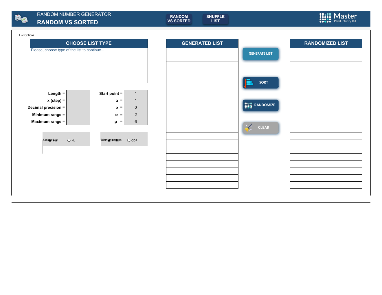 Random Number Generator Spreadsheet Template workbook preview 2