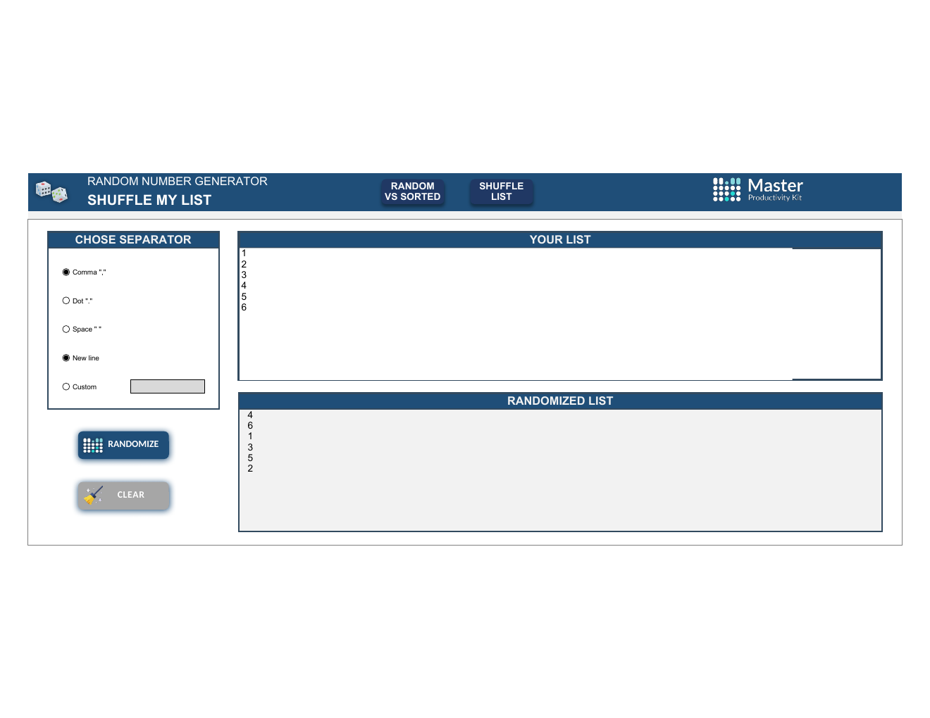 Random Number Generator Spreadsheet Template workbook preview 3