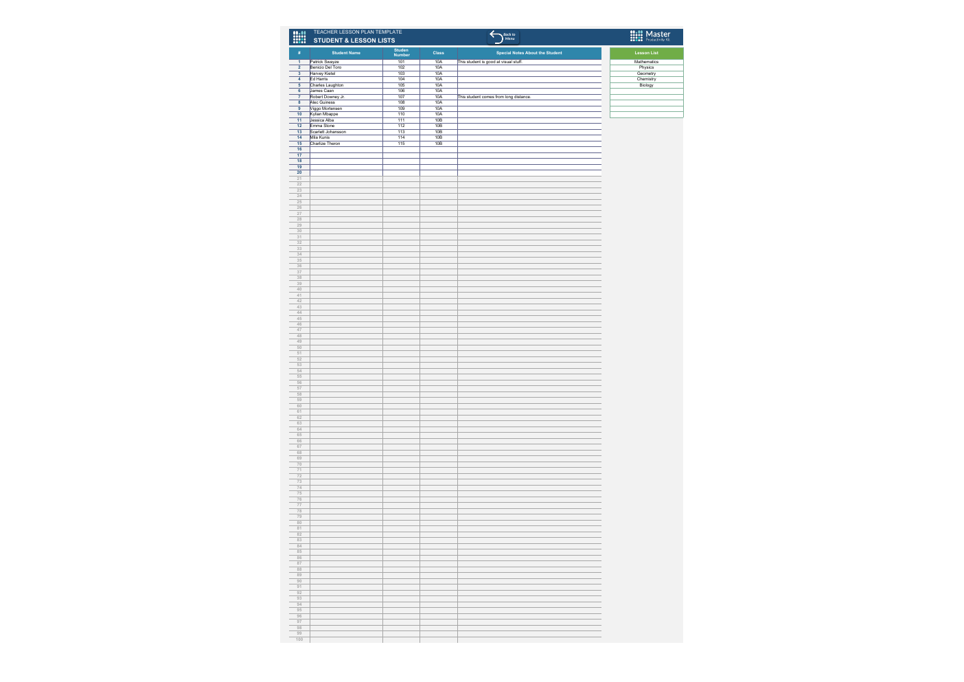 Excel Teacher Lesson Plan Template workbook preview 3