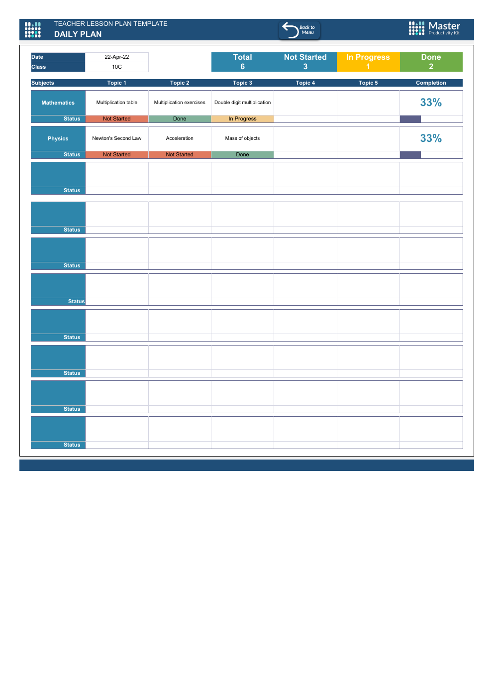 Excel Teacher Lesson Plan Template workbook preview 4