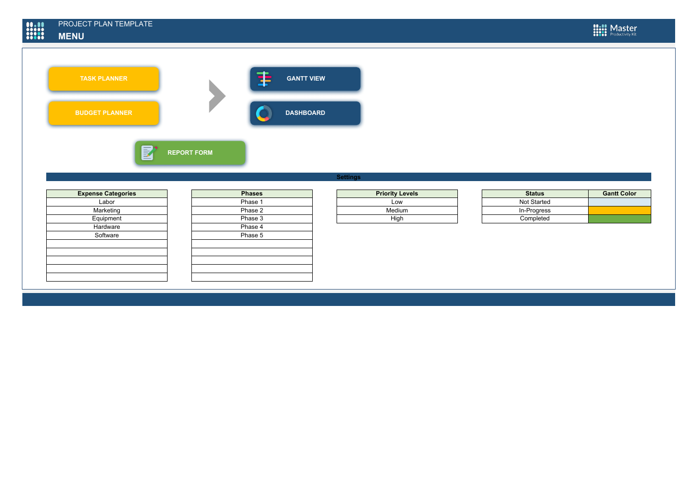 Project Plan Workbook Template for Excel workbook preview 2