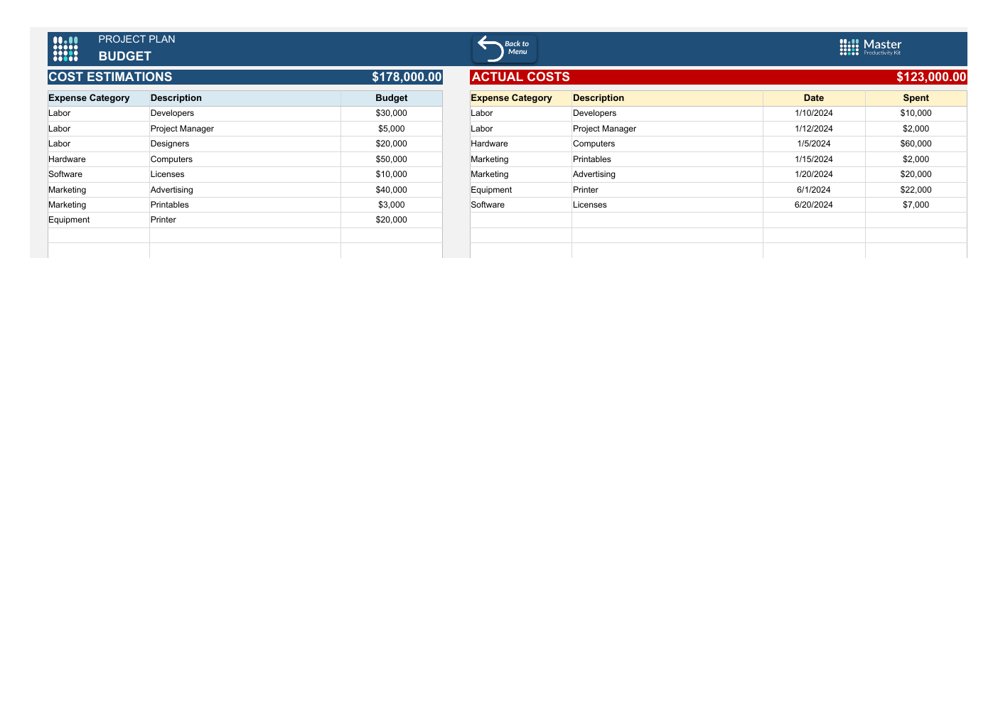 Project Plan Workbook Template for Excel workbook preview 4