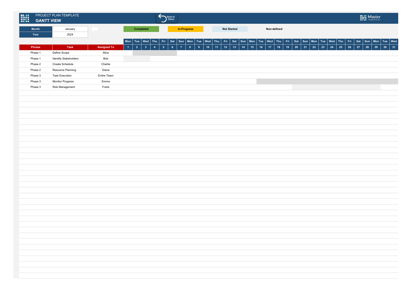 Project Plan Workbook Template for Excel workbook preview 5