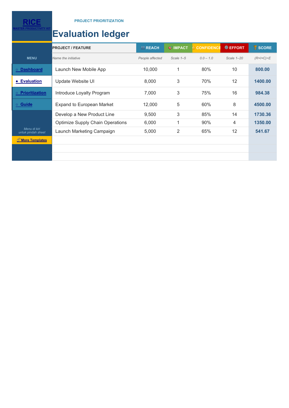 RICE Spreadsheet Template workbook preview 3