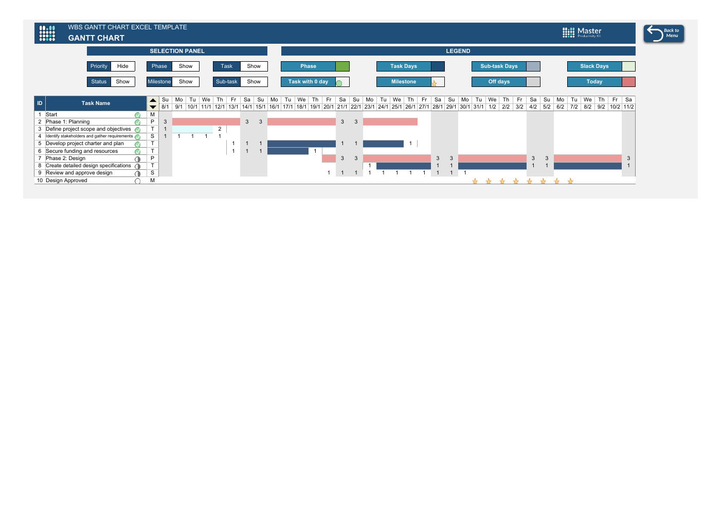 Excel WBS Gantt Chart Template workbook preview 4