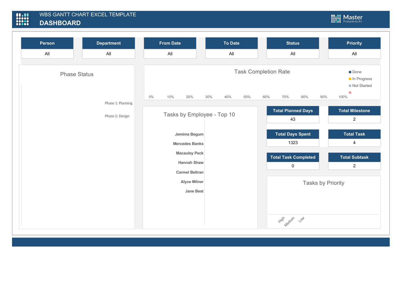 Excel WBS Gantt Chart Template workbook preview 6