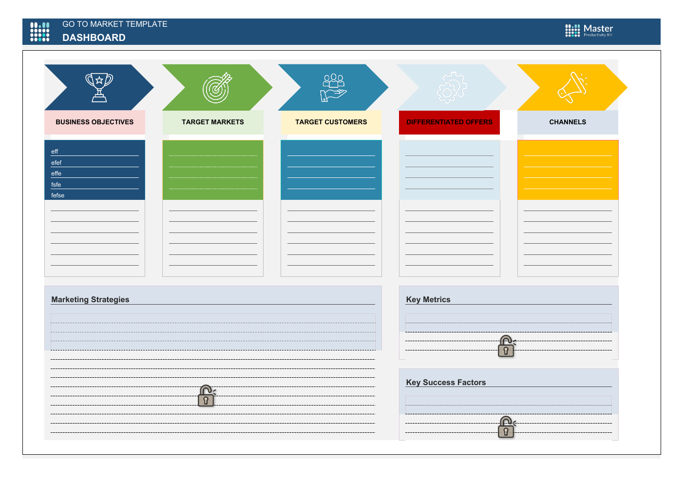 Excel Go to Market Template workbook preview
