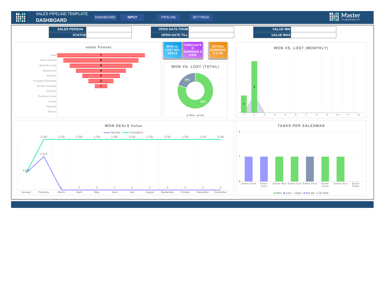 Excel Sales Pipeline Template workbook preview