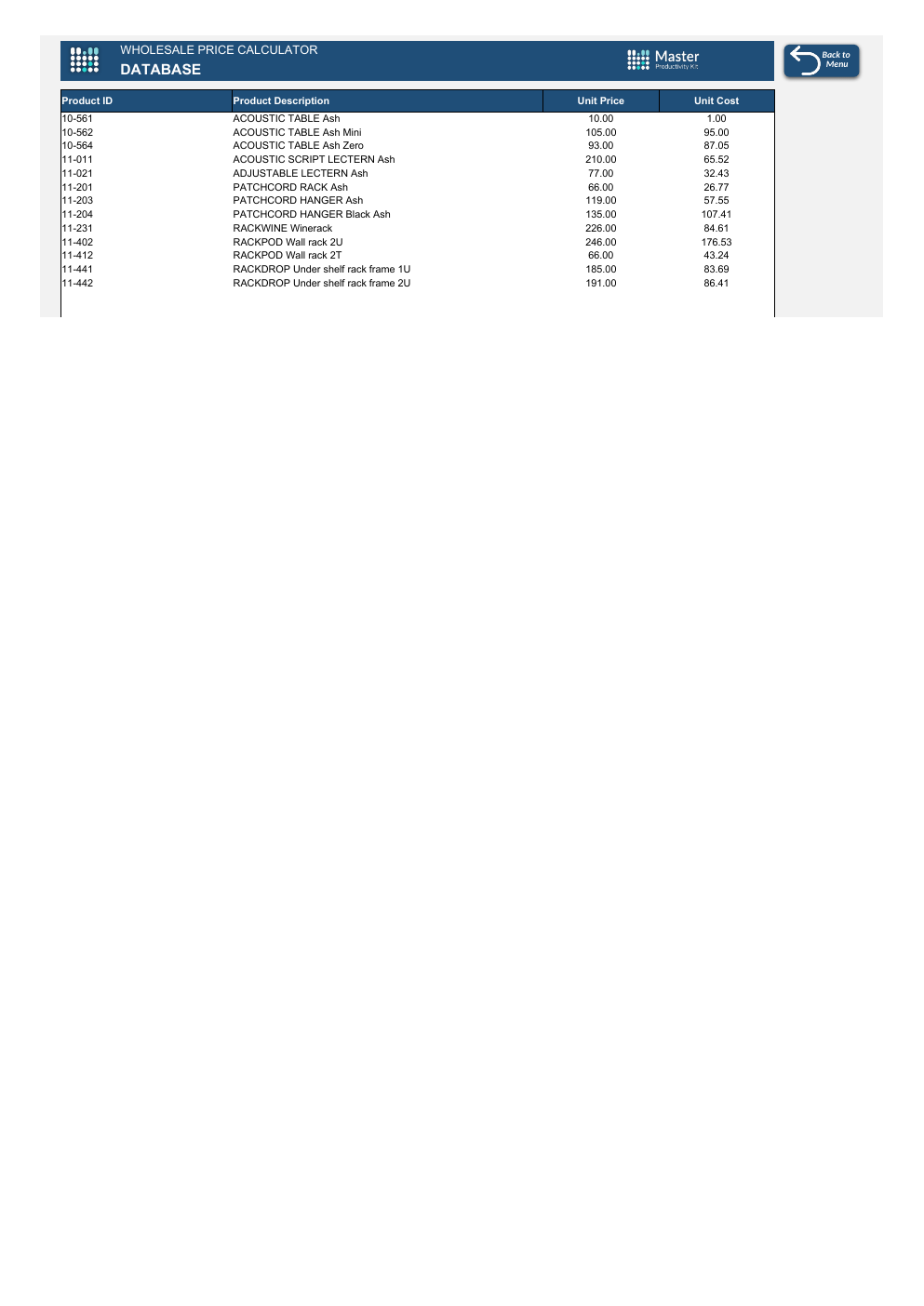 Wholesale Price Calculator Workbook Template for Excel workbook preview